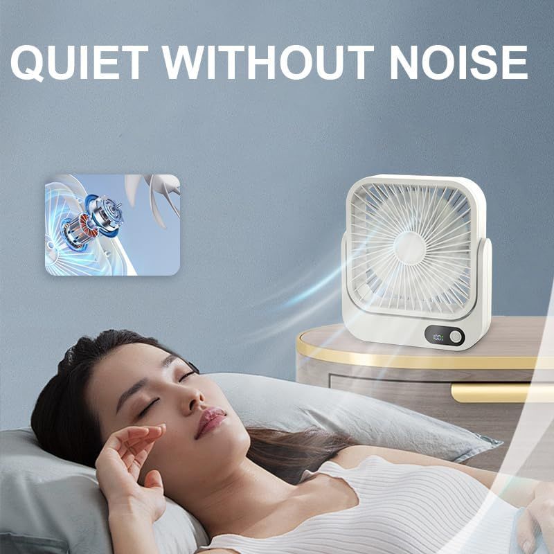 Magnetic Rechargeable Mini Desk Fan with 5-Speed LED Display for Office, Dorm & Bedside Use (White) — image 4
