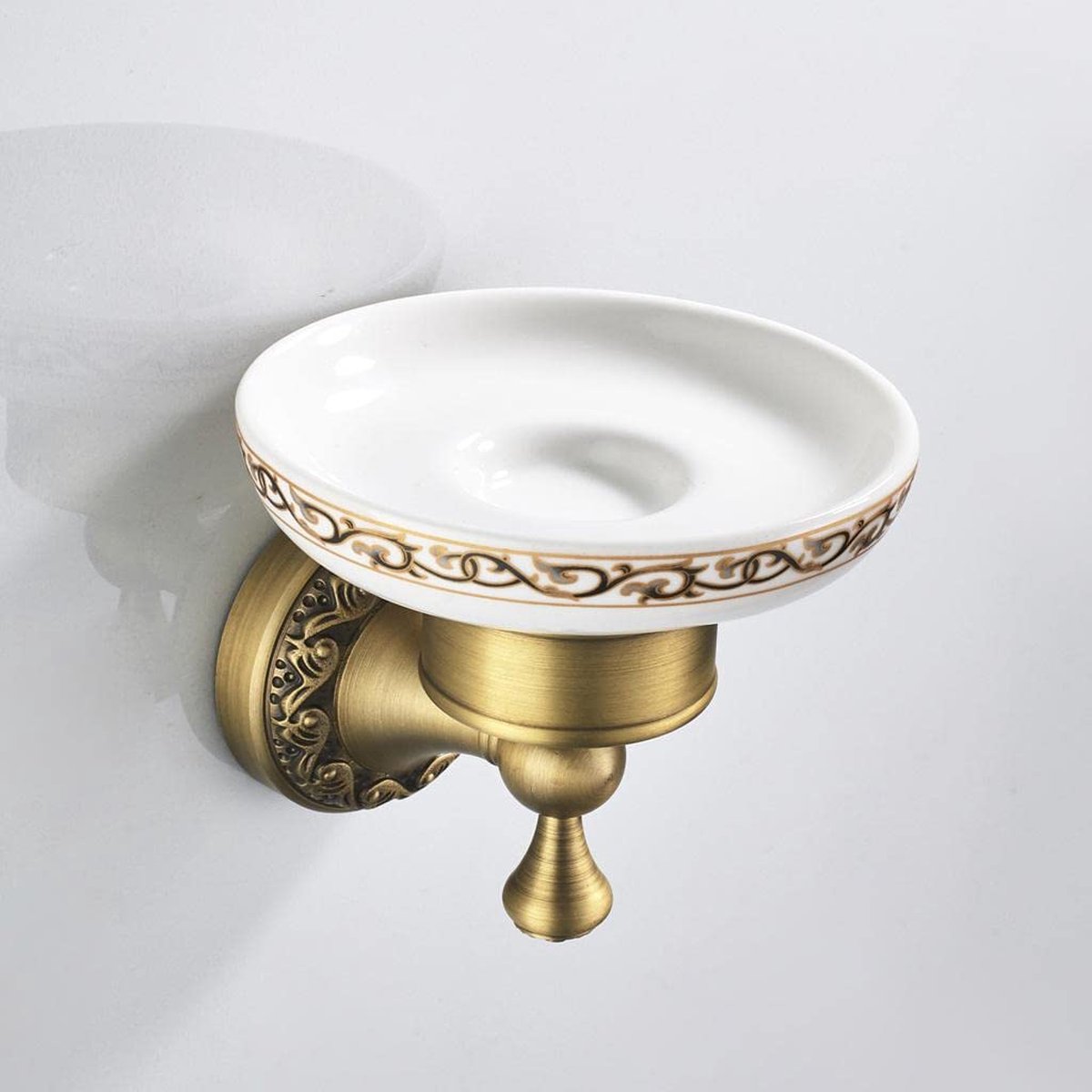 Soap dish - Soap holder - Antique soap dish - Brass ceramic - Wall mounted - Hanging soap dish for shower - Shower/bathroom holder — image 2