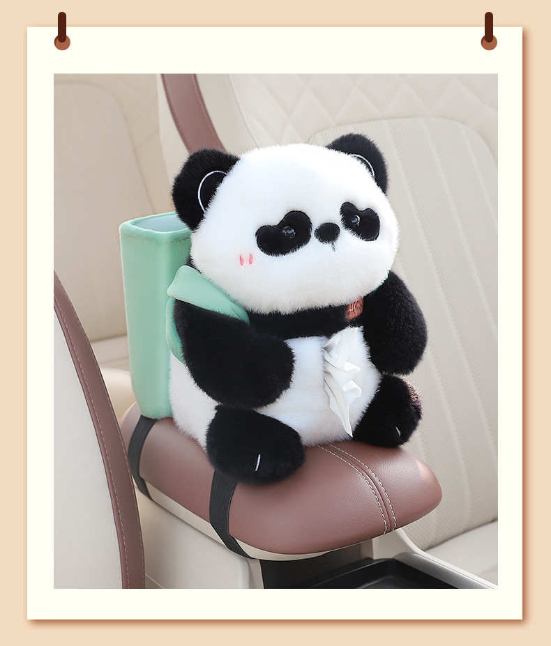 Adorable Panda Tissue Holder for Car - Plush Toy with Storage — image 2