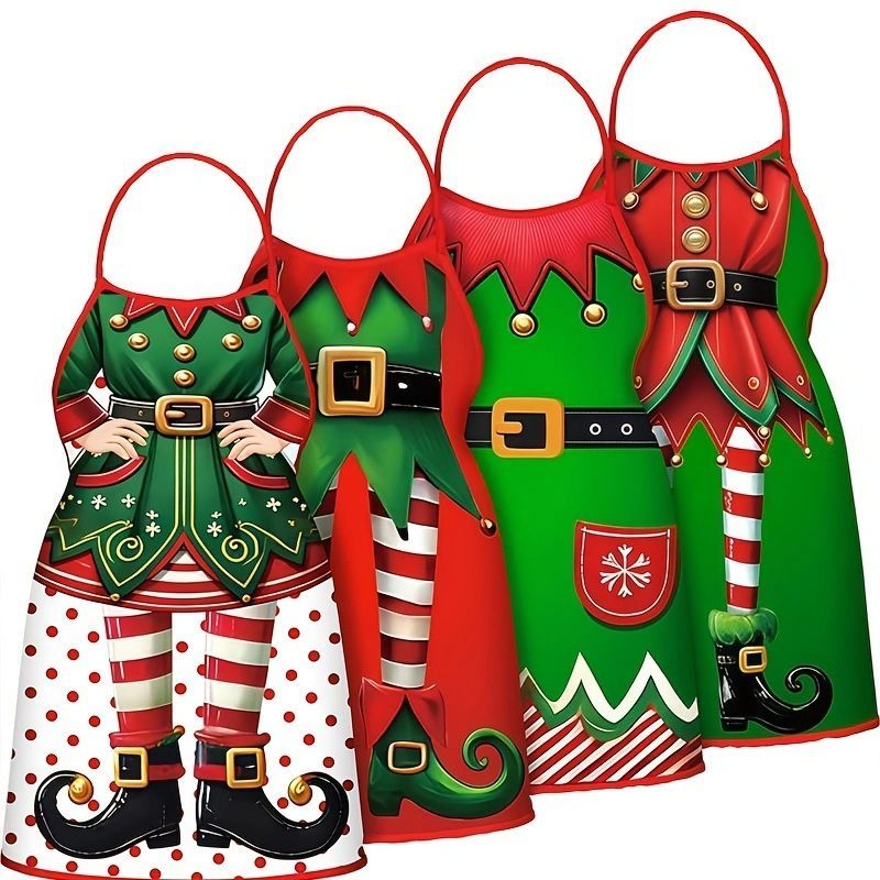 Christmas apron, waterproof apron, oil-resistant apron, festive kitchen decor, holiday cooking apron, Santa apron, snowman apron, reindeer โ image 6