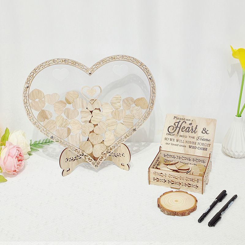 Wedding Fingerprint Guest Book Alternative,with Box and Small Hearts,Personalized Heart Drop Guest Sign — image 4