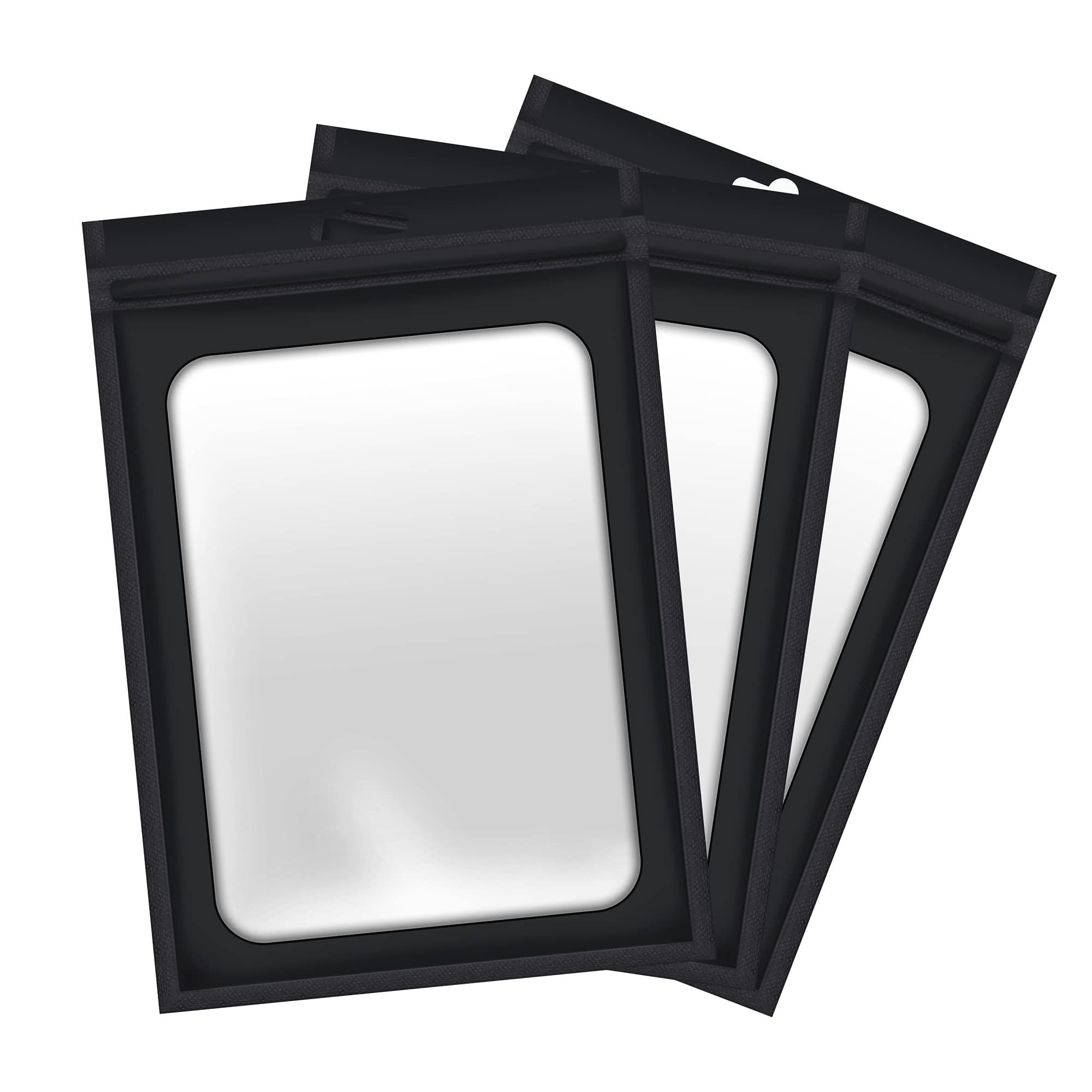 3 pcs Bags, Resealable Mylar Bags for Food Storage and Lip Gloss, Jewelry, Eyelash Packaging Smell Proof(Black, 2.9 x 4.7 Inch)