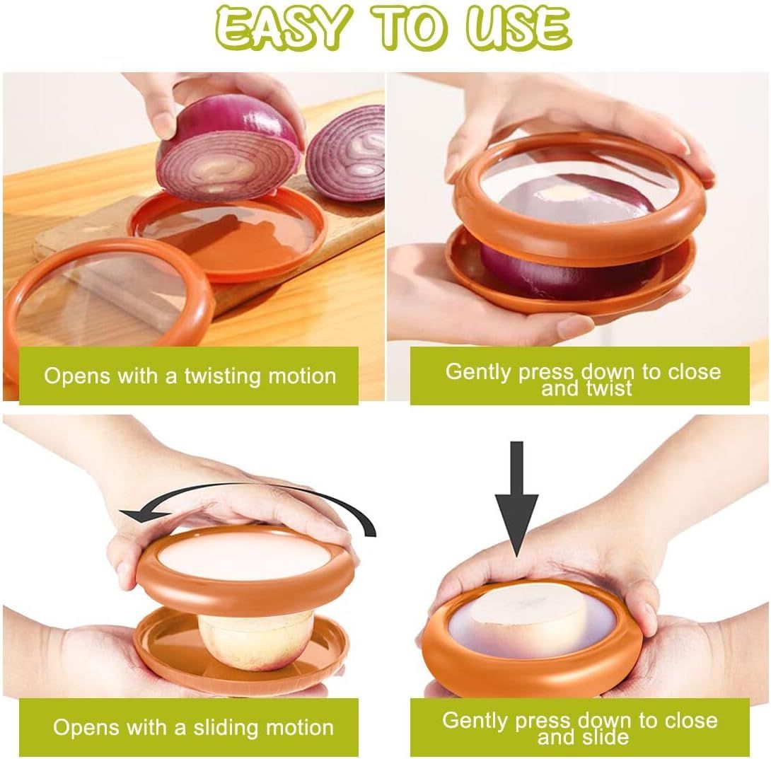 2 Pack Avocado Onion Storage Containers, Reusable Fridge Keepers with Tight Seal, Green Brown โ image 4