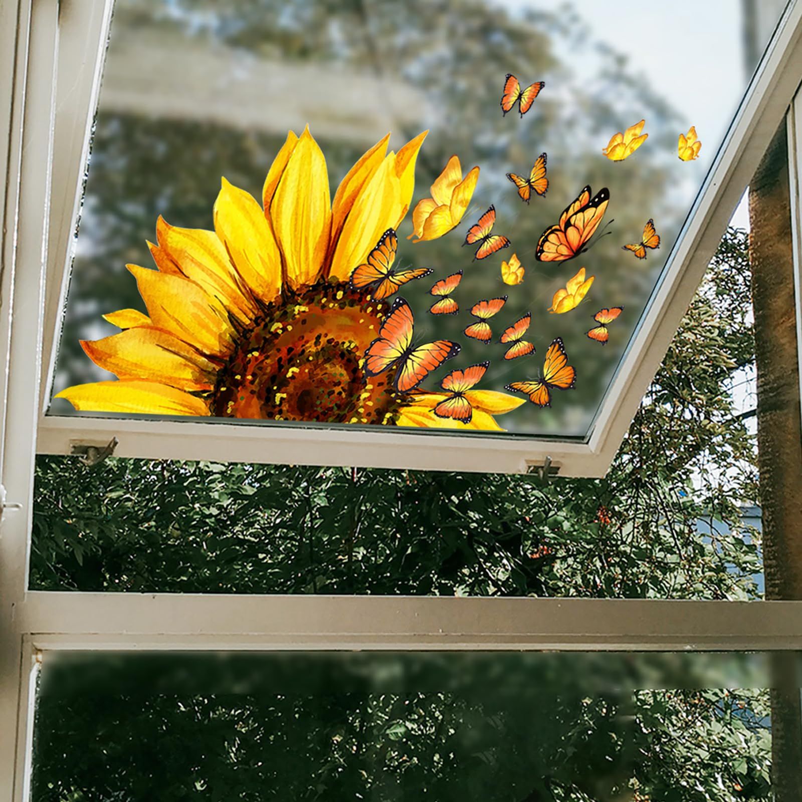 Window Clings Flower Butterfly Window Stickers DIY Gel Sunflower Window Clings Double-Sided Floral Window Decals for Glass โ image 3