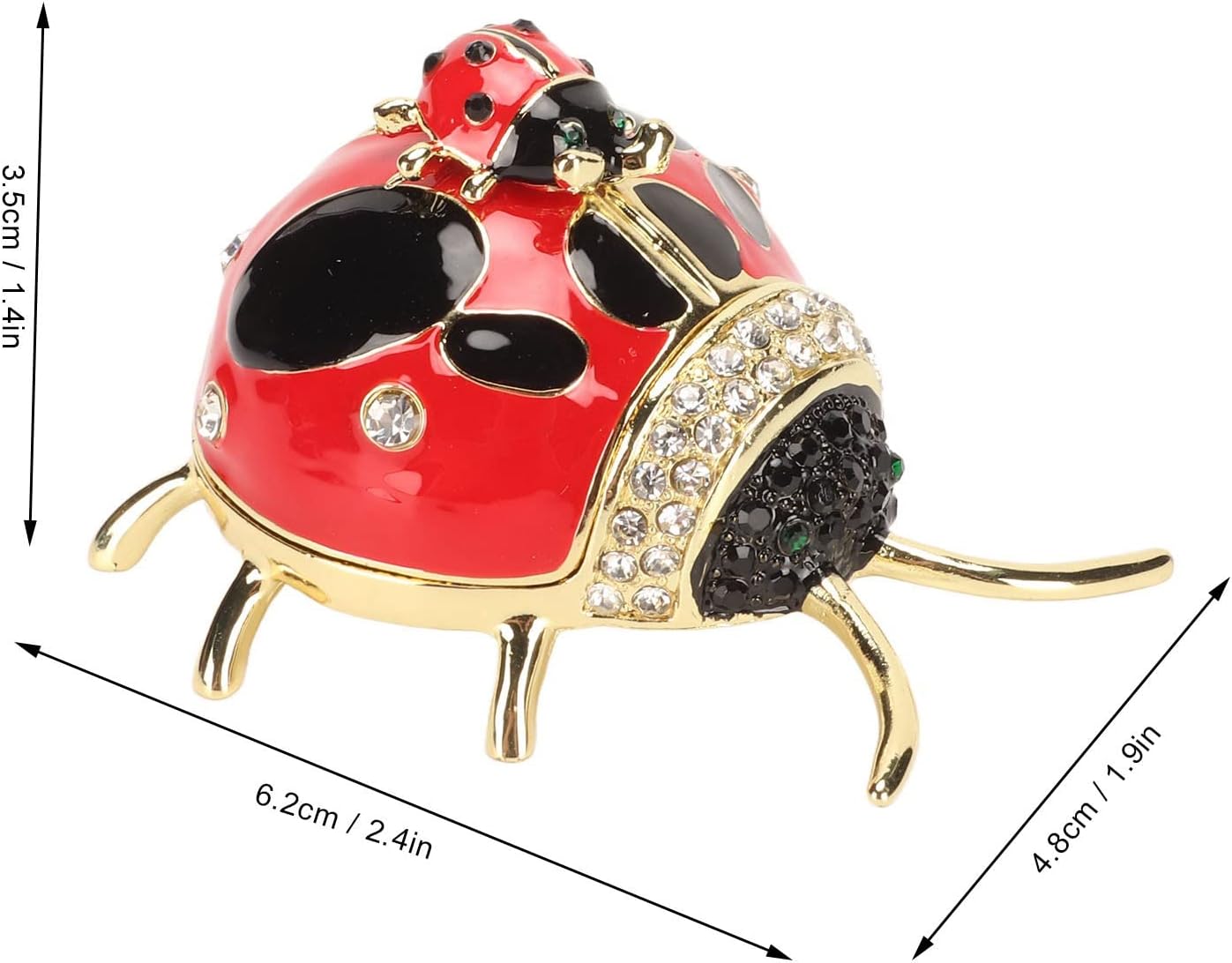 Ladybug Trinket Box, Small Enameled Hinged Box Decorative Jewelry with Rhinestones Delicate Gift Display Ornament â image 4