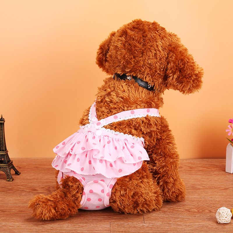 Pet Dog Menstrual Pants Cotton Pink S Size: M; Neck (cm): 28-32; Bust (cm): 38-44; Back length (cm): 26-30; Recommended pet weight (kg): 4.5 - 7.0