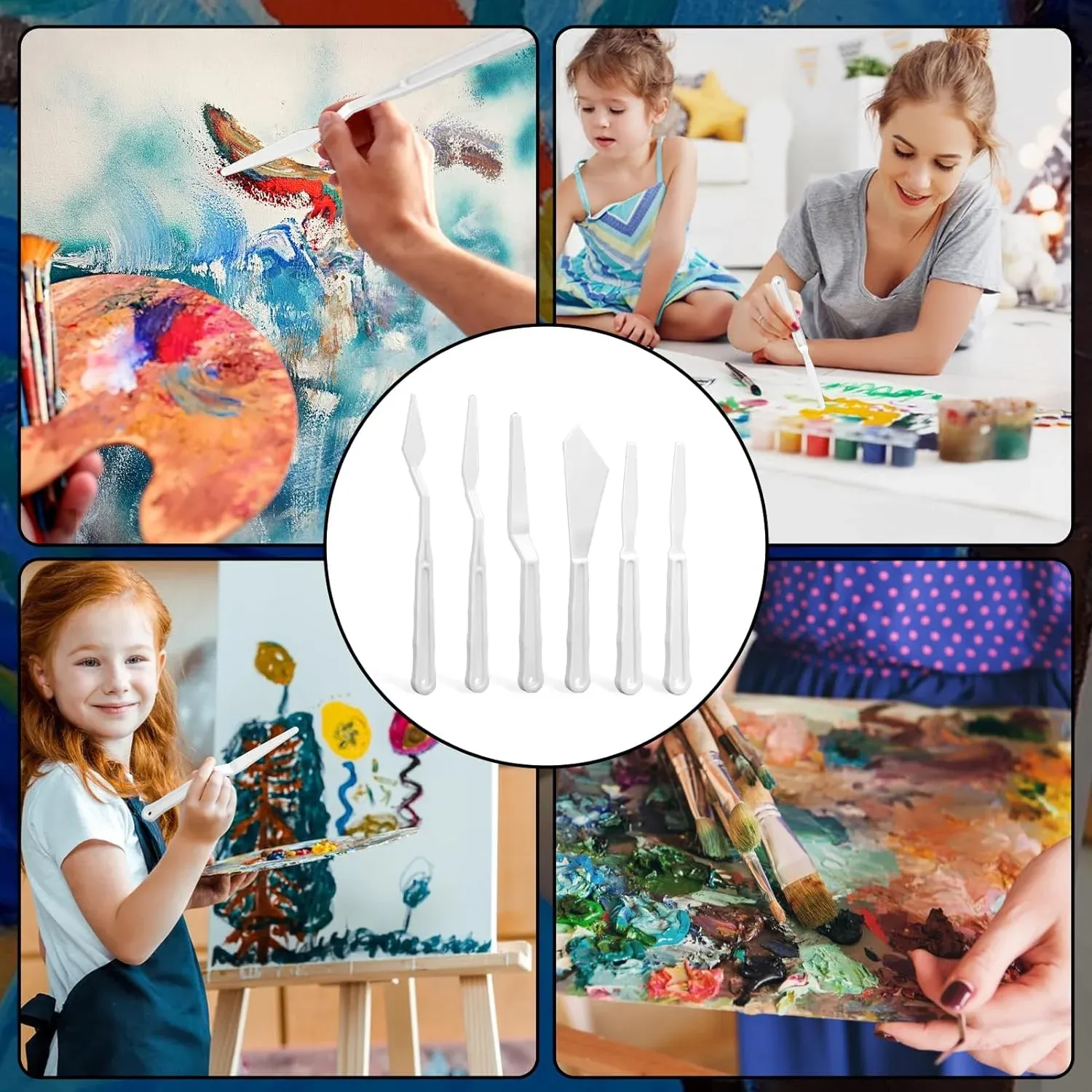 30 Pcs Plastic Palette Knives Set, Flexible Painting Spatulas for Acrylic Oil Mixing, White โ image 5