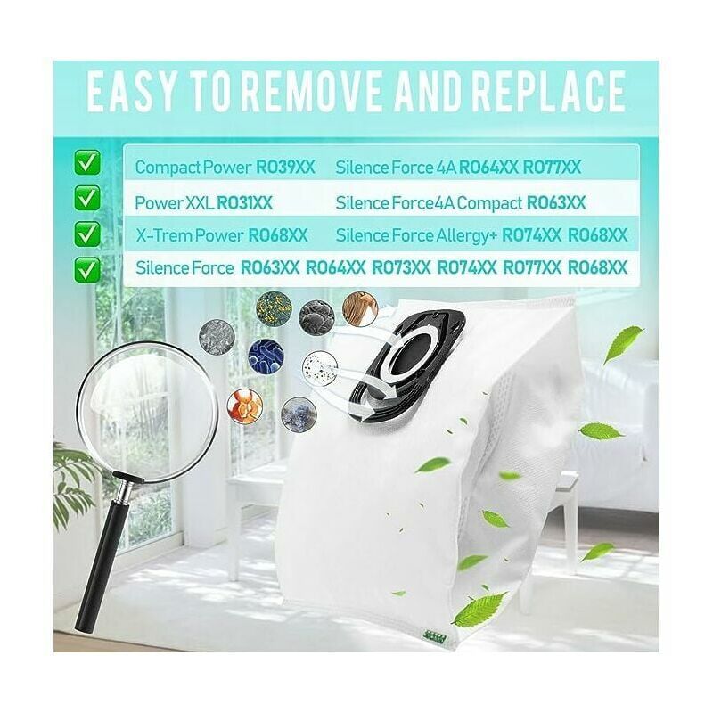 10 Bags Vacuum Cleaner Bags Compatible with Rowenta ZR200520 ZR200720 RO64xx RO63xx RO68xx RO39xx — image 4