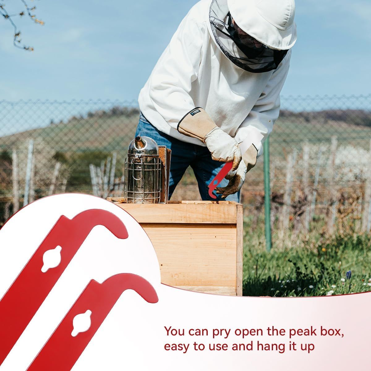 2 Pack Stainless Steel Beekeeping Hive Tools, J Hook Frame Lifters and Scrapers for Hive Inspection, Frame Removal and Honey Harvesting β image 2