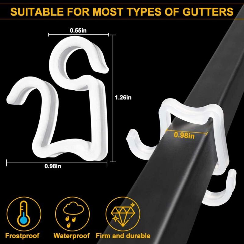 100 pcs Christmas Light Hooks, Outdoor ROof Gutter Hooks, Plastic Christmas Light Clips For Decorative Lights Gutter โ image 3