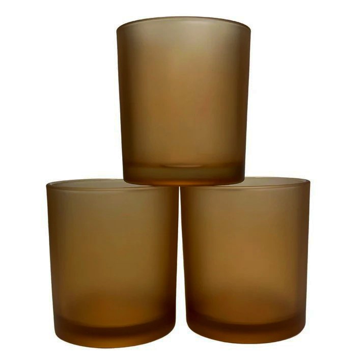 10 Pack Brown Frosted Glass Votive Tealight Candle Holders House Party Centerpiece Xmas Wedding Decor Glass Candlestick Party Decorations Bridal Valentines