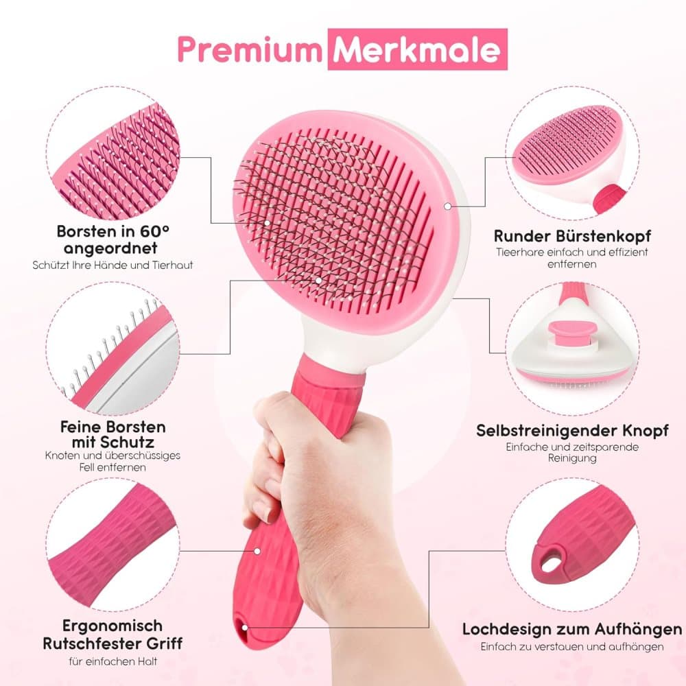 Dog brush and fur brush for dogs and cats, Pink — image 3