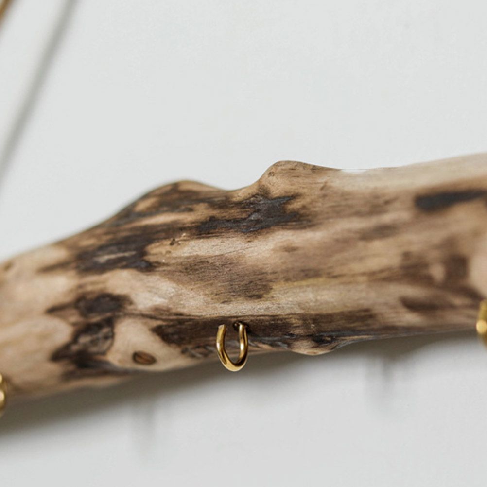 Unique Natural Driftwood Branches Wall Hanging Jewelry Organizers with 5 Hook Necklace Earrings Display — image 5