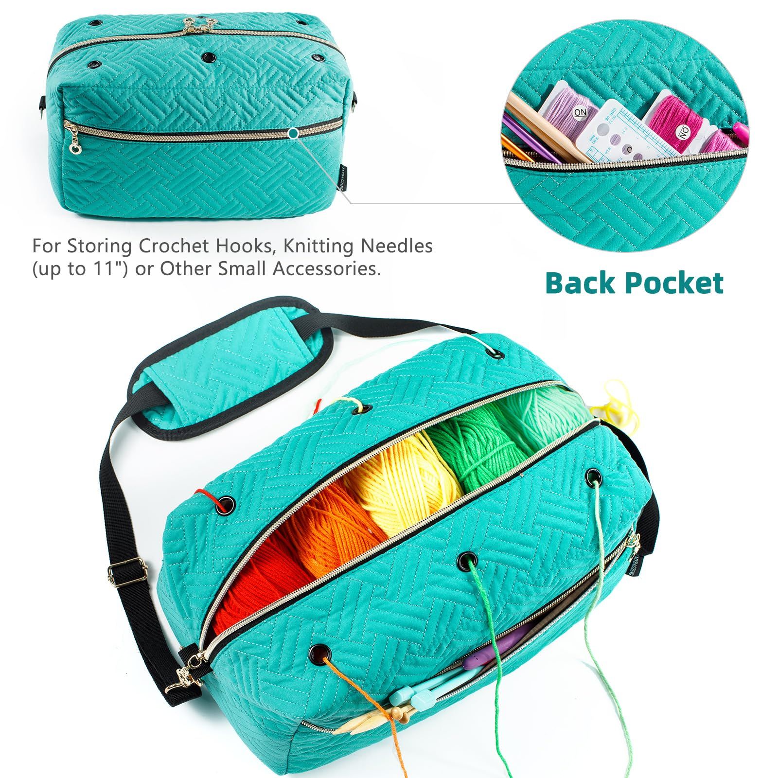 Knitting Bag - Yarn Storage Organizer - Yarn Bag for Crocheting - Yarn Holder for Crochet Accessories,Crocheting & Knitting Gifts — image 3