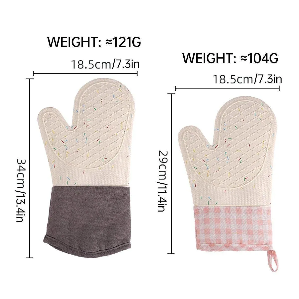 Silicone Oven Mitts Long Heat Resistant Anti-Hot Microwave Insulation Gloves - Black — image 4