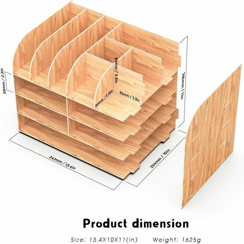Wooden Desk Organizer for Pen Pencil A4 Paper and Accessories, 32 × 24 × 27cm — image 3