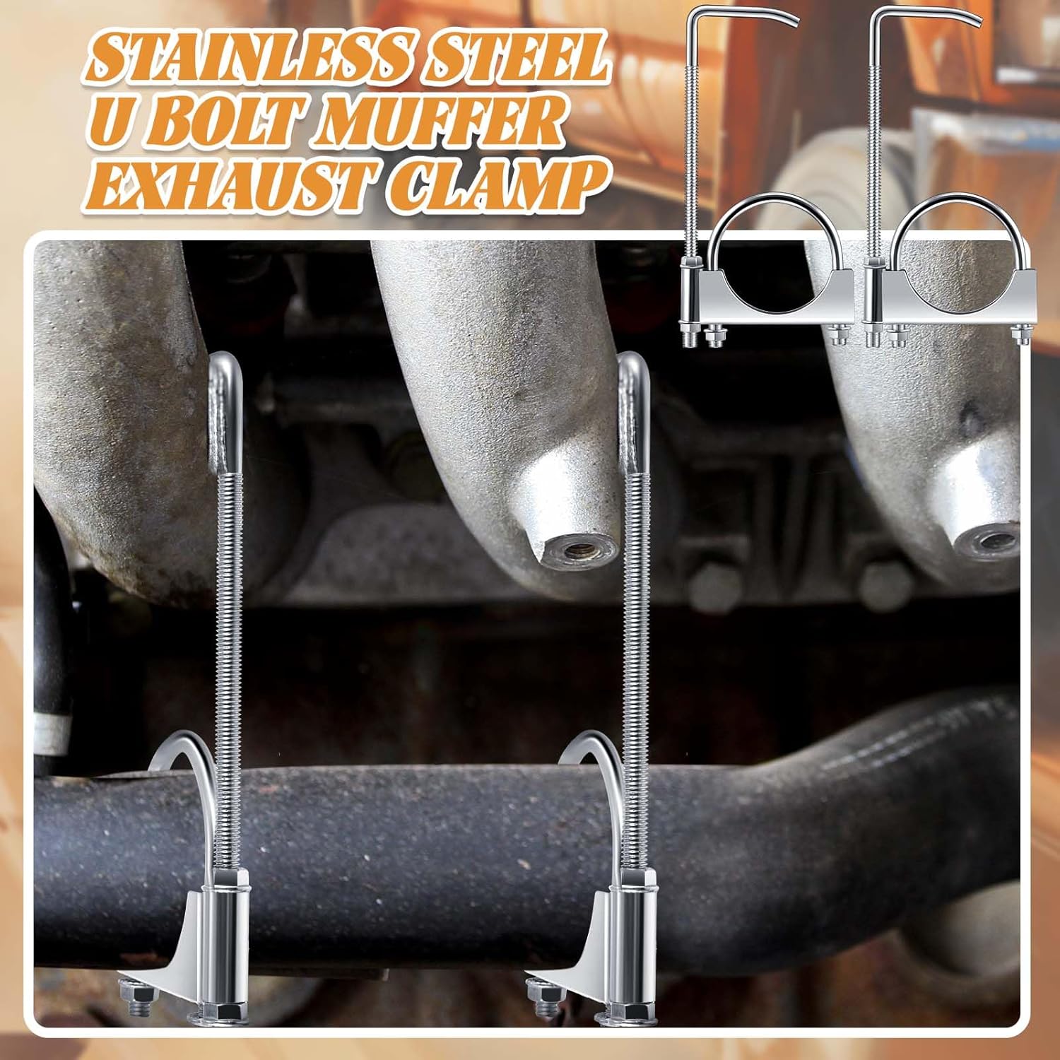 1 Pcs 2.5 Inch Universal Exhaust Clamp with Hanger, Made of Heavy-duty Clamp with Rear Muffler Hanger Exhaust Pipe for Cars, Trucks Pipes — image 6