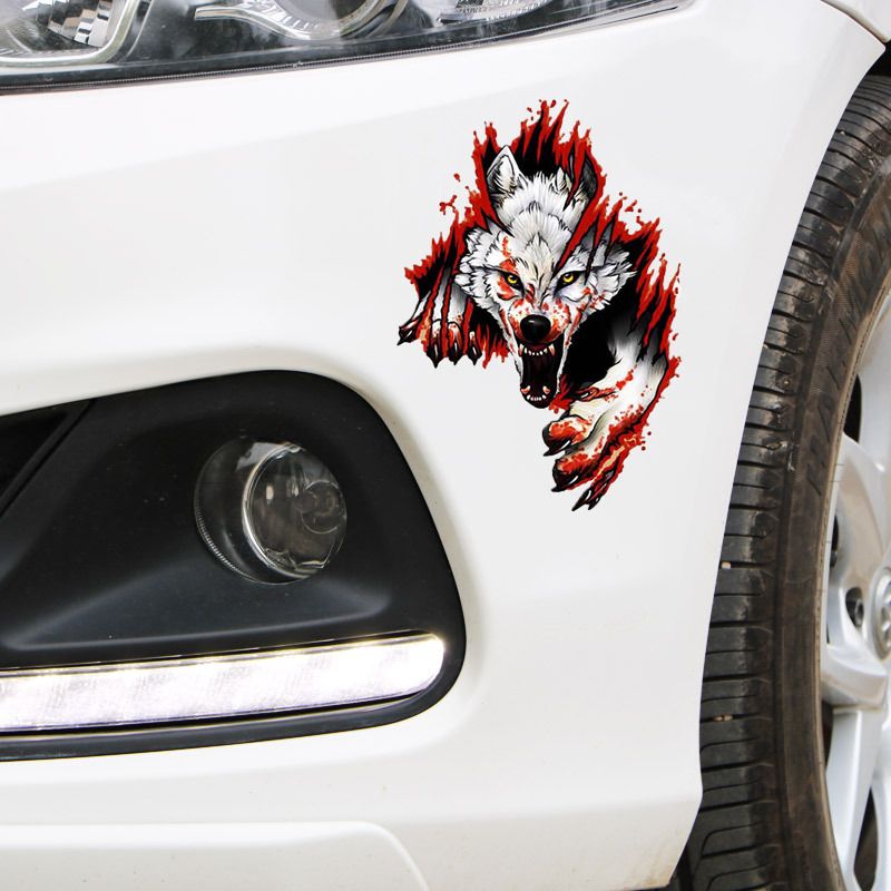 Car Stickers, 3D Angry Wolf Head Stickers Creative Personality Car Stickers Decoration Universal Decoration Car Stickers — image 4