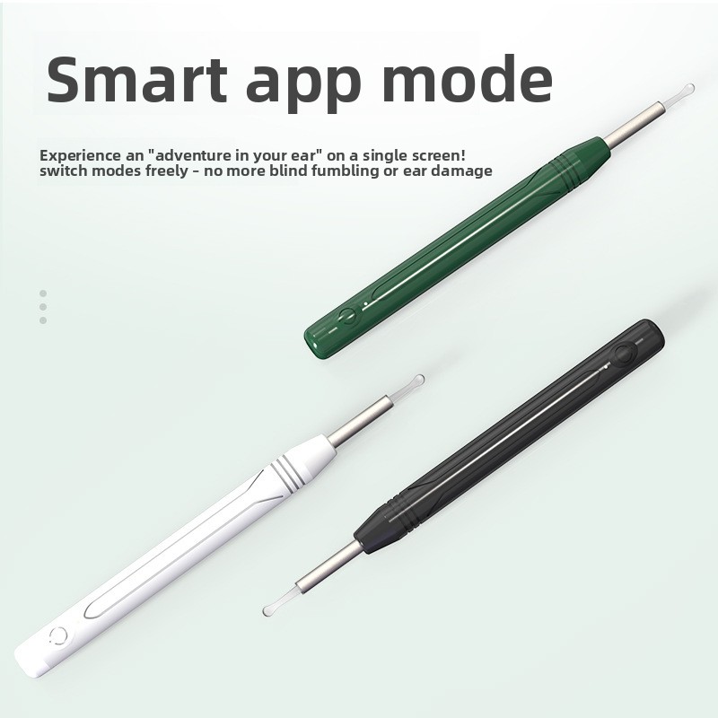 Smart Visual Ear Wax Removal Tool with HD Camera WiFi Wireless Otoscope Ear Cleaner 3.5mm Ultra Slim Lens for iPhone Android Green — image 4