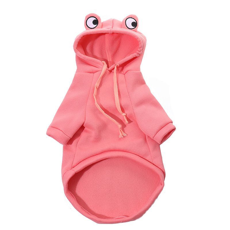 Dog Hoodie Frog-Themed Autumn Winter Pet Clothing Small Medium Dogs Soft - Pink - Size XL