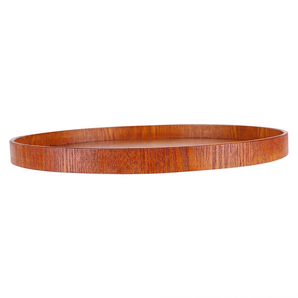 Round Natural Wood Serving Tray Wooden Plate Tea Food Server Dishes Water Drink Platter 27cm — image 5