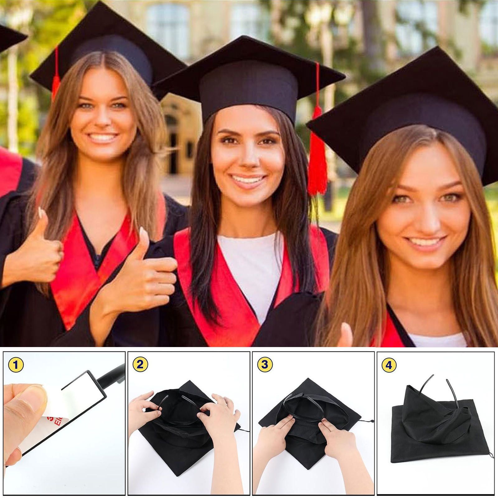 2 Pack Graduation Cap Headband, Grad Cap Headband Insert Secures Your Graduation Cap and Hairstyle Hat accessories โ image 3