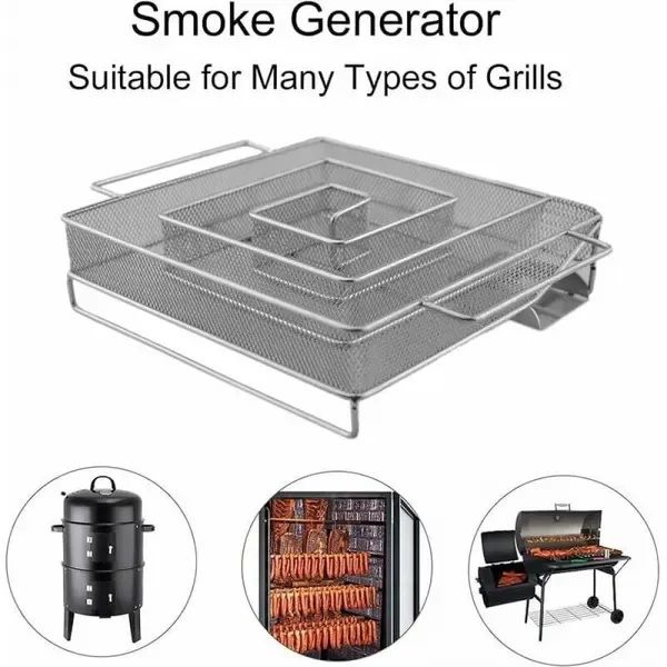 Cold Smoke Generator, Stainless Steel Spiral Smoker Maze for Wood Chips, Gas and Charcoal Grills, Silver, 15 x 4 cm — image 3