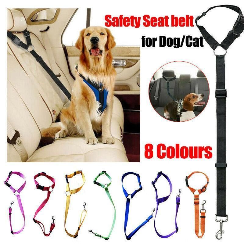 Dog Pet Safety Seat Belt Clip For Car Vehicle Seatbelt Adjustable Harness Lead - Red — image 2