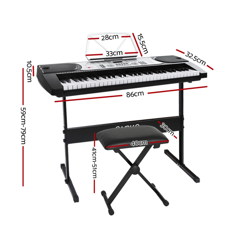 Alpha 61 Keys Electronic Piano Keyboard Digital Electric w/ Stand Stool Silver — image 2