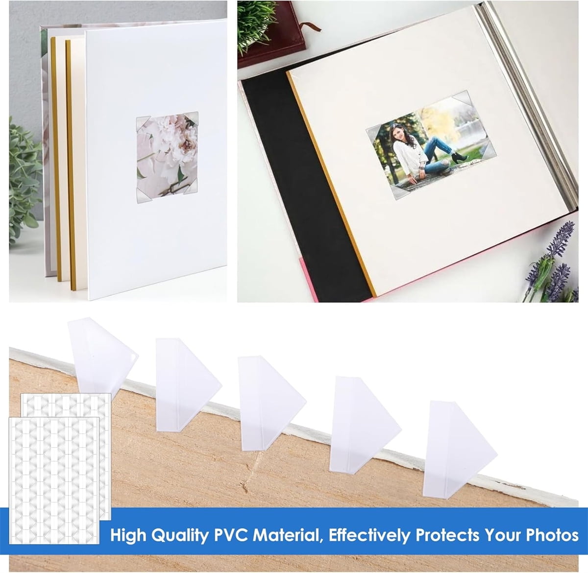 408 Pcs Clear Photo Corners Stickers Self-Adhesive Photo Corners Lens Photo Corner Sticker for DIY Scrapbooking, Memory Books Journal and Picture Album (Clear — image 3