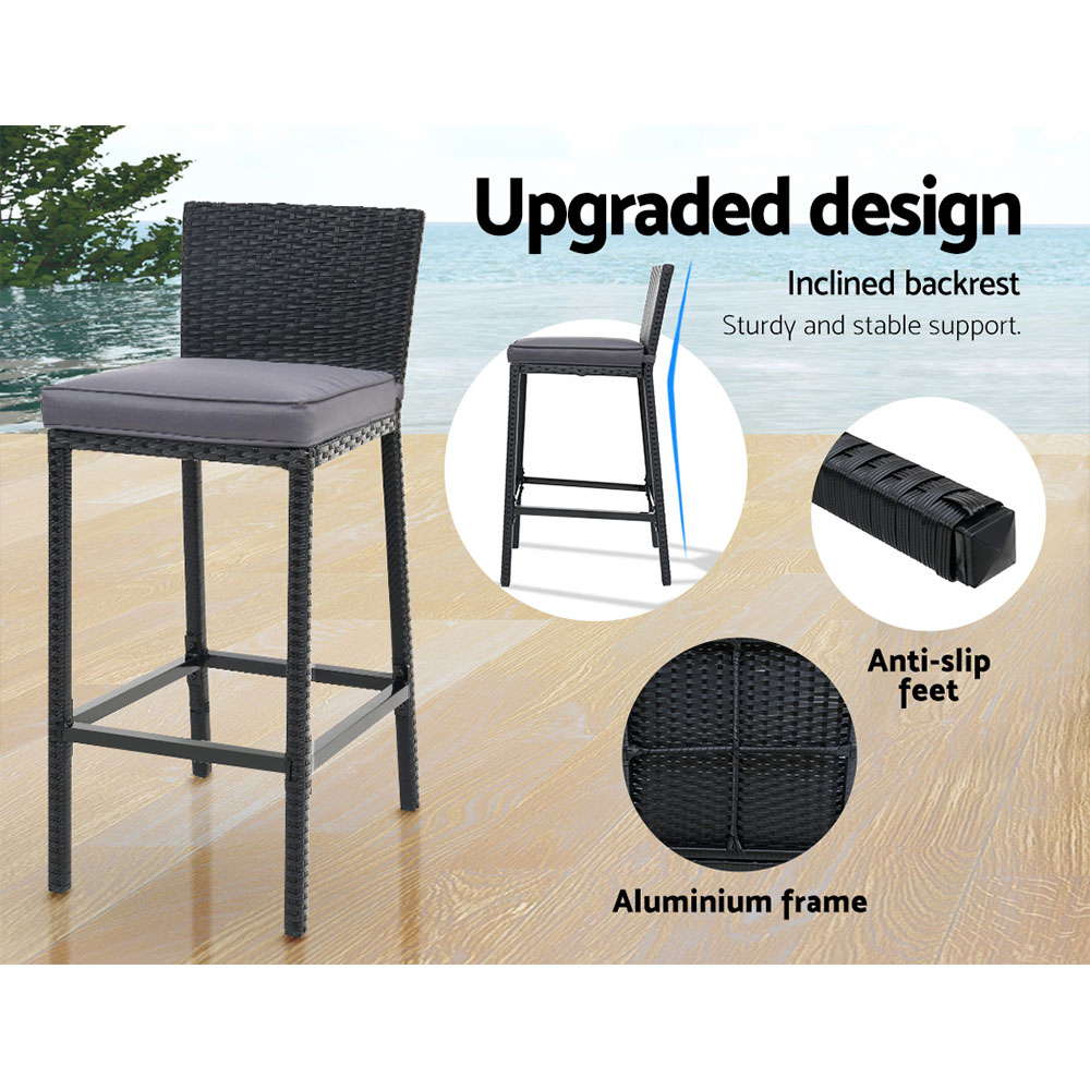 Gardeon 5-Piece Outdoor Bar Set Dining Table Stools Wicker Patio Setting — image 5