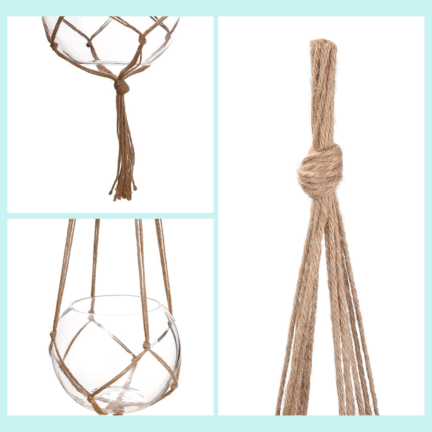 2 Pack 48 Inch Large Macrame Plant Hanger Rope to Hang Flower Pot Plant Holder for Indoor Outdoor Decorations, 4 Legs (Linen Color) — image 6