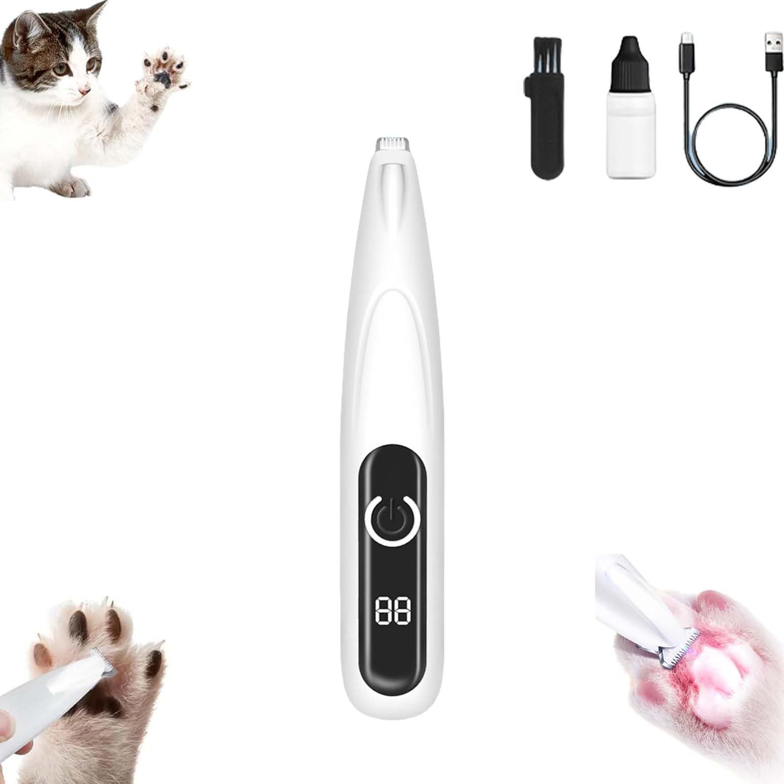 Pet Micro Precision Trimmer, Multifunctional Pet Hair Clippers for Grooming with LED Light, Low Noise Waterproof Rechargeable Pet Paw Trimmer for Pet