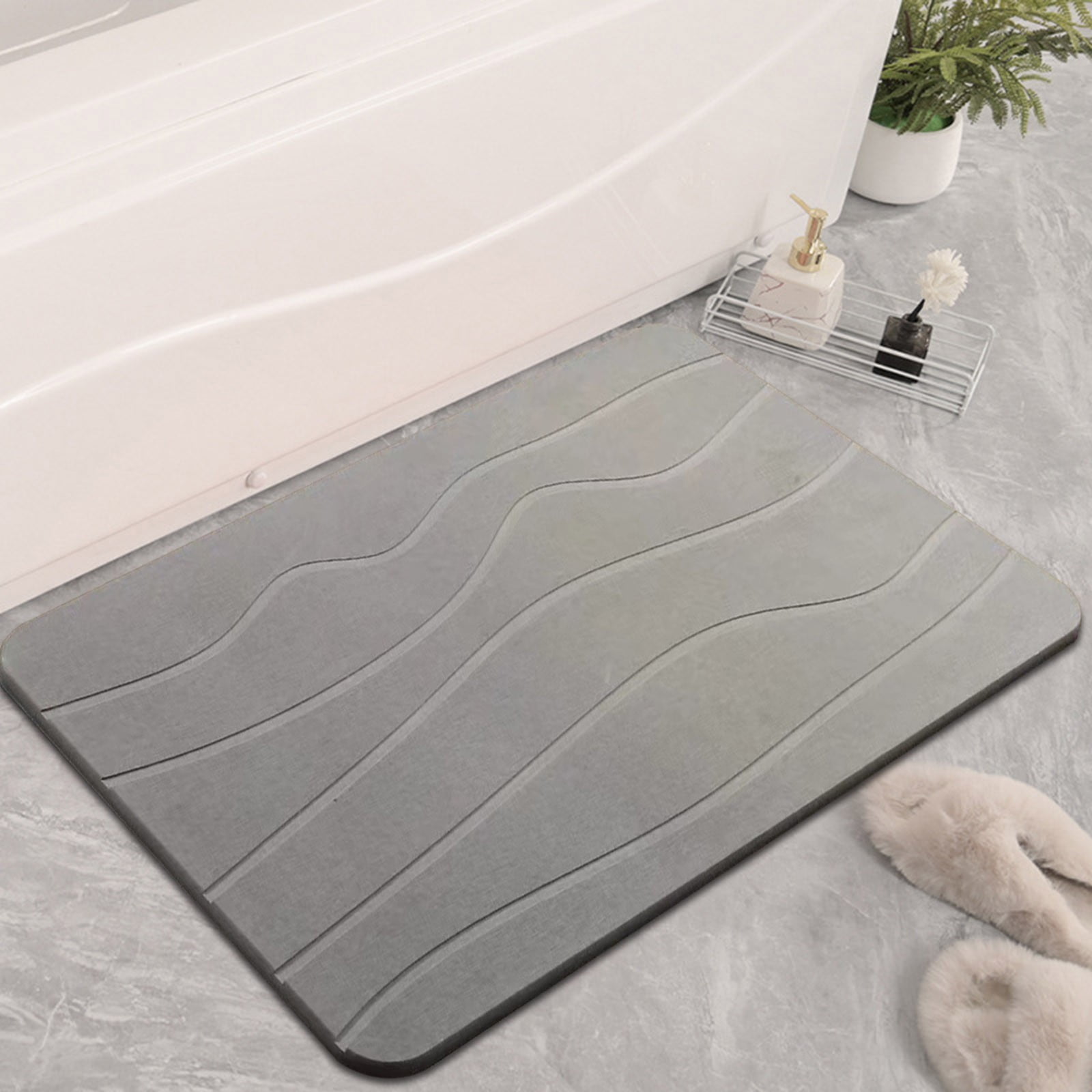 Stone Bath Mat, Diatomaceous Earth Shower Mat, Non-Slip Super Absorbent Diatomite Stone Bath Mats, Bathroom Door Mat, for Bathroom Floor Quick Drying Natural — image 5