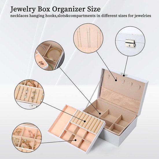 2-Tier Jewelry Box - With Removable Drawer & Lock - Large Storage Capacity For All Jewelry - Pink โ image 3
