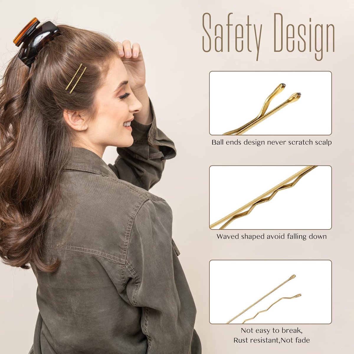 100 Pieces 2 Inch Gold Hairpins - With Clear Storage Box - For Hair Salons & Personal Use — image 2