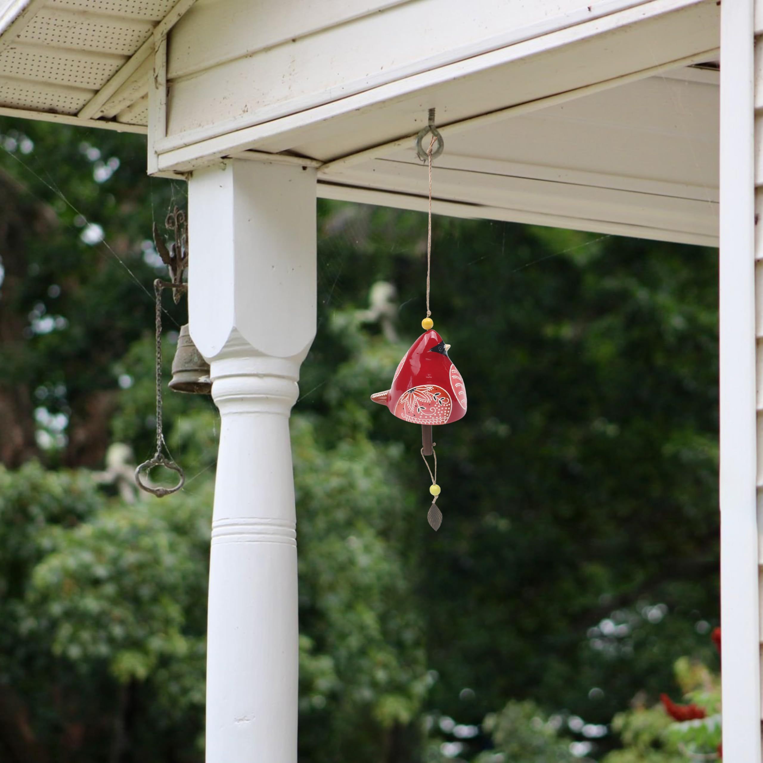 Bird Song Bell Wind Chime, Windchimes for Rustic Music Garden Backyard Church Decoration Porch Outside Outdoor Festival Memorial Gift (Red,12 × 11 × 9cm) — image 4