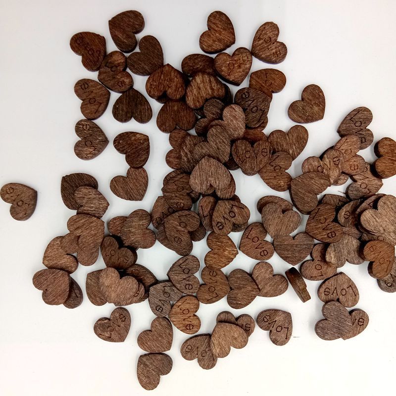 100pcs Wooden Love Confetti Decoration - Rustic Heart, Mini Wooden Love | Weddings, Bridal Showers, Baby Showers, Anniversary — image 3