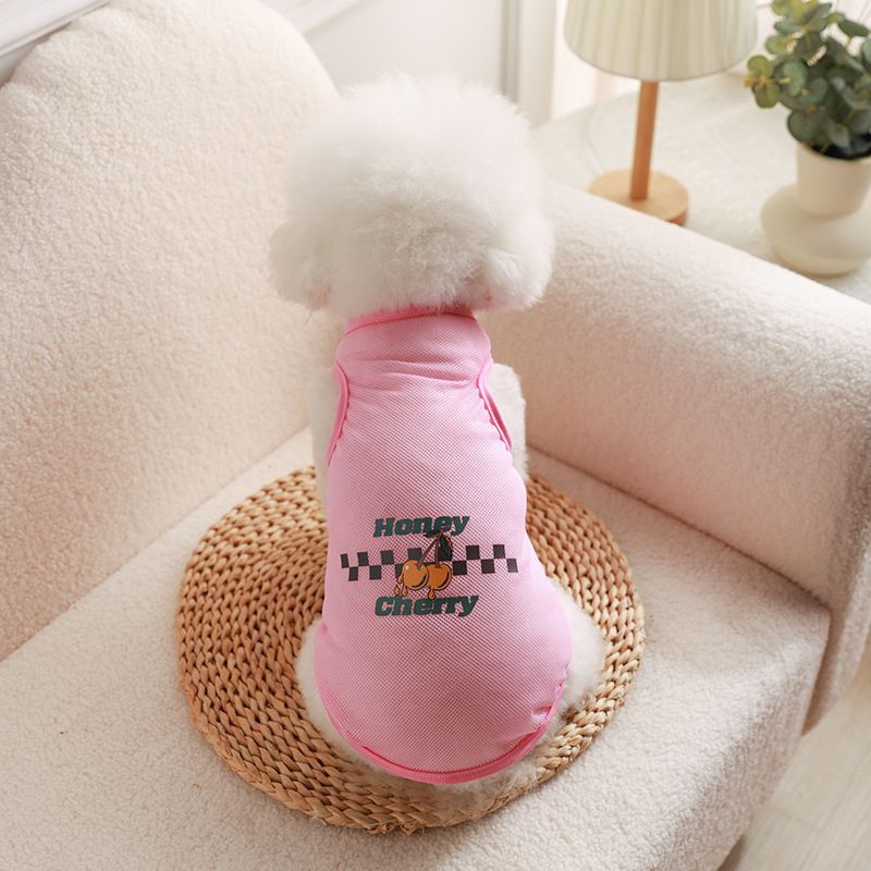 Pet Mesh Vest Polyester Trendy Cartoon Style Mesh vest-cherry L