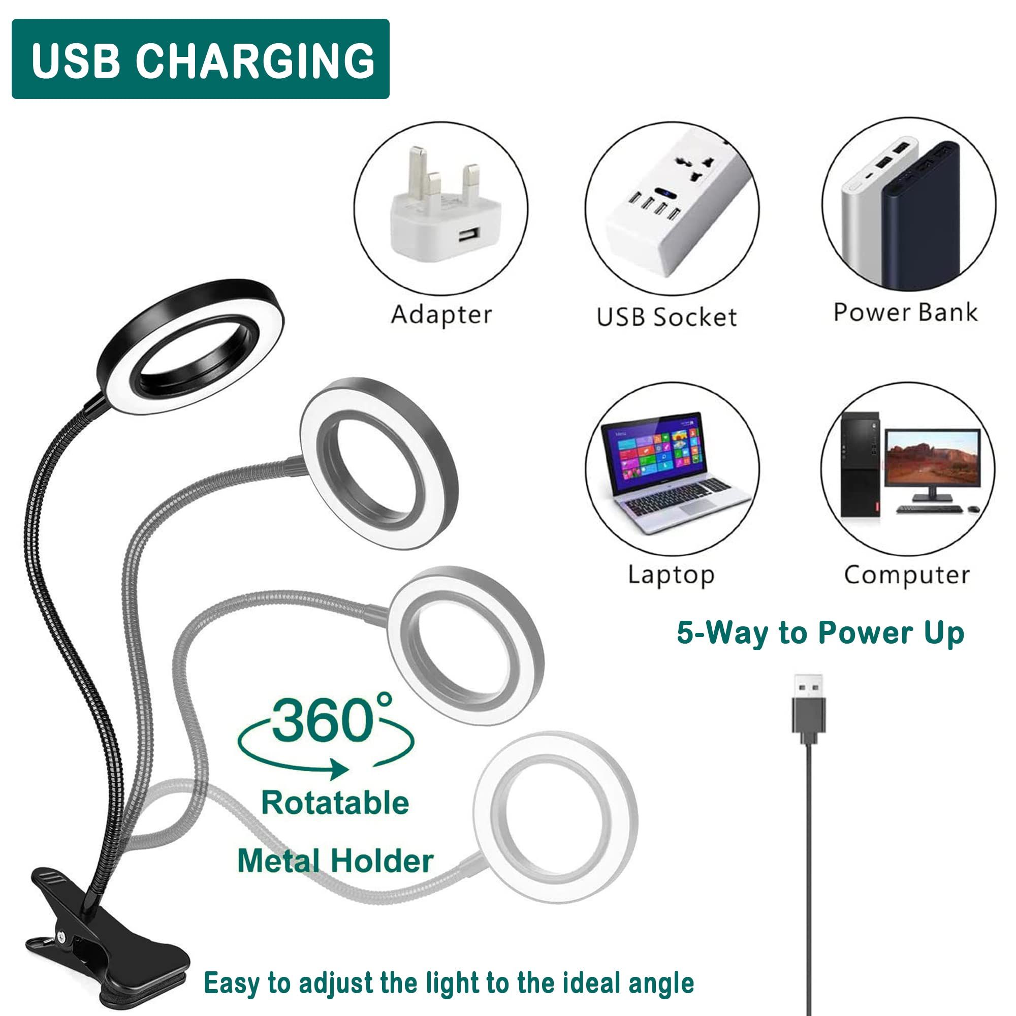 Desk Lamp Clip on Light, Lamp with Color Modes Brightness Levels, Flexible Gooseneck Eye Protection Bed Night Light for Reading — image 5