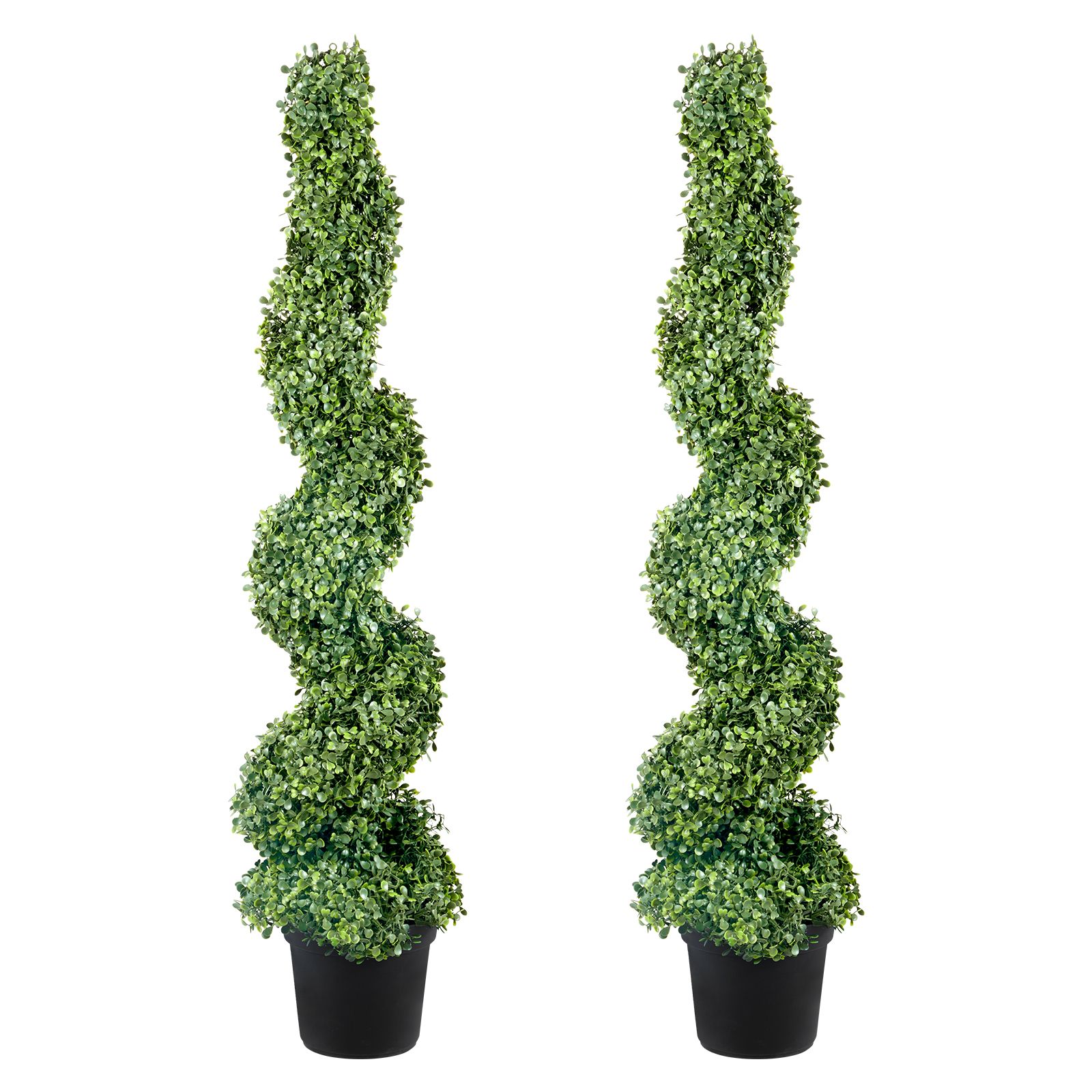 Artificial Topiaries Boxwood Trees, 10cm Tall (2 Pieces) Faux Topiary Plant Outdoor, All-year Green Feaux Plant w/ Replaceable Leaves for Decorative
