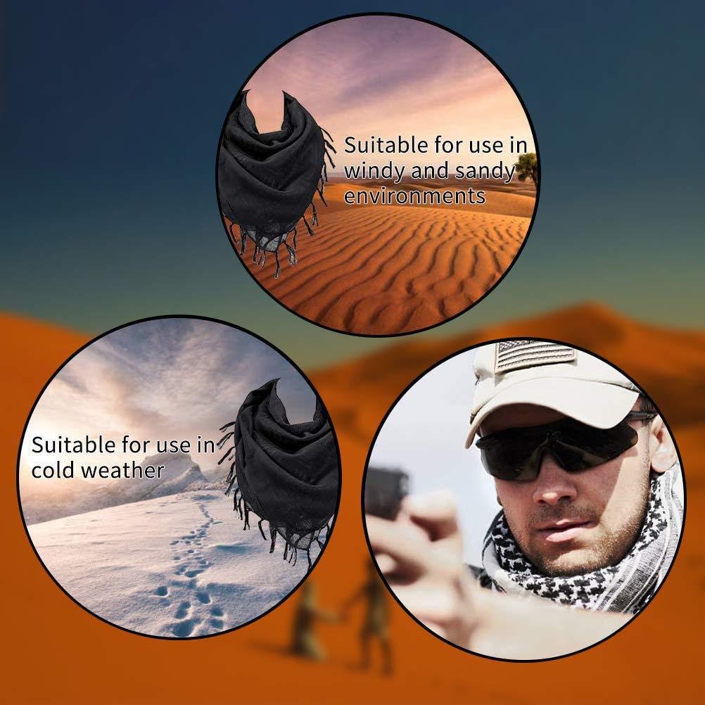 2-Pack 110x110CM Military Shemagh Cotton Tactical Desert Scarf (Black + Khaki) - Versatile Protective Face Mask and Head Wrap for Motorcycling, Paintball & — image 2