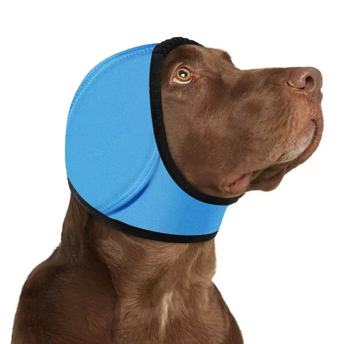 Dog Ear Cover Noise Protection Adjustable Grooming Hood Comfortable Pet Accessory - Sky Blue S