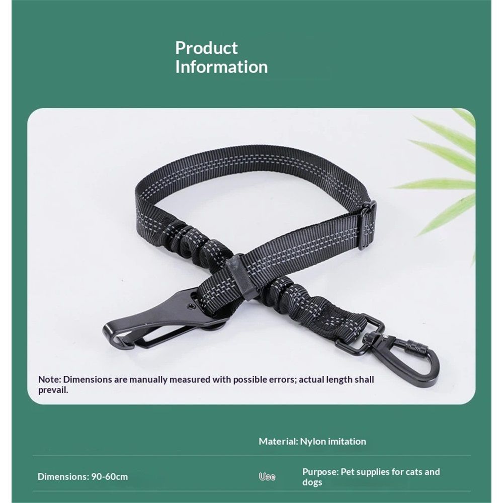Dog Seat Belt 3-in-1 Car Harness for Dogs Adjustable Safety Seatbelt for Car Reflective Bungee Dog Car Harness with Clip Hook Latch & Buckle, Swivel Carabiner โ image 3