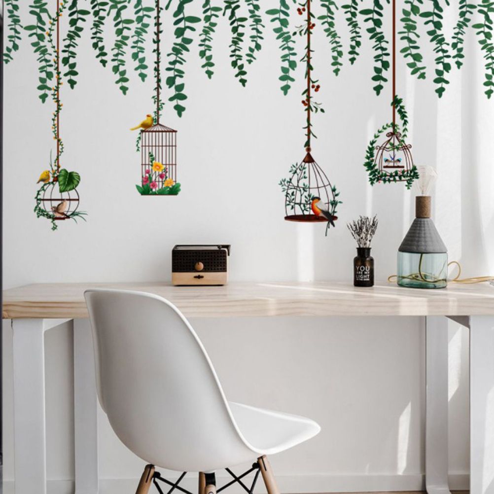 Bird Vine Tree Branch Birdcage Wall Decal Stickers Removable Plants Wall Art Jungle Wallpaper for Home Bedroom Living Room Decoration โ image 6