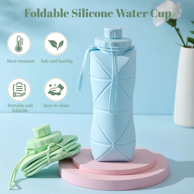 800ml Large-Capacity Food-Grade Silicone Folding Water Cup, Portable Outdoor High-Temperature Resistant Water Bottle, Travel and Camping Compressible Water — image 2