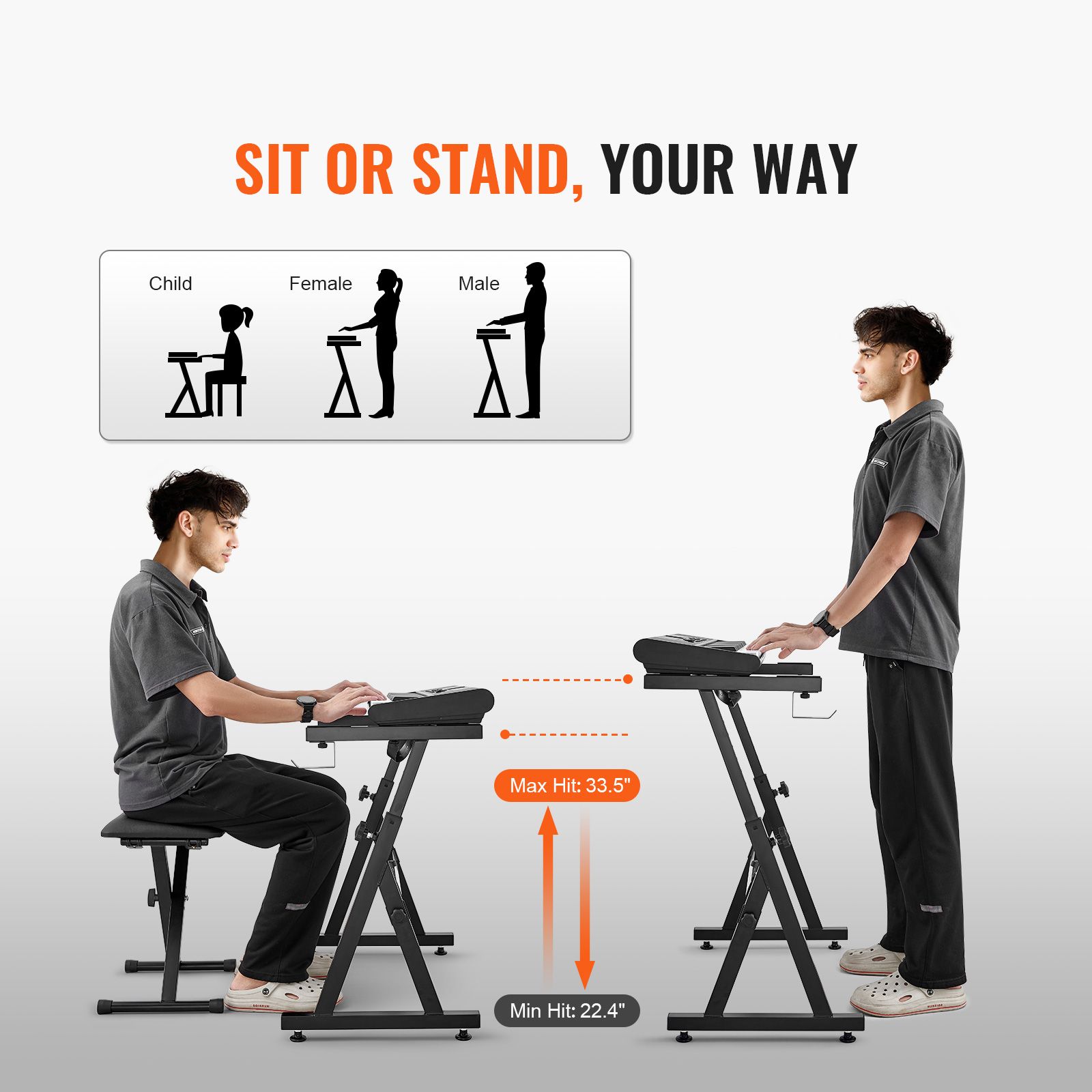 Piano Keyboard Stand and Bench Set, Z Style, Heavy-Duty Digital Piano Music Stand and Seat, 250 lbs Capacity with Adjustable Piano Bench Width Height โ image 4
