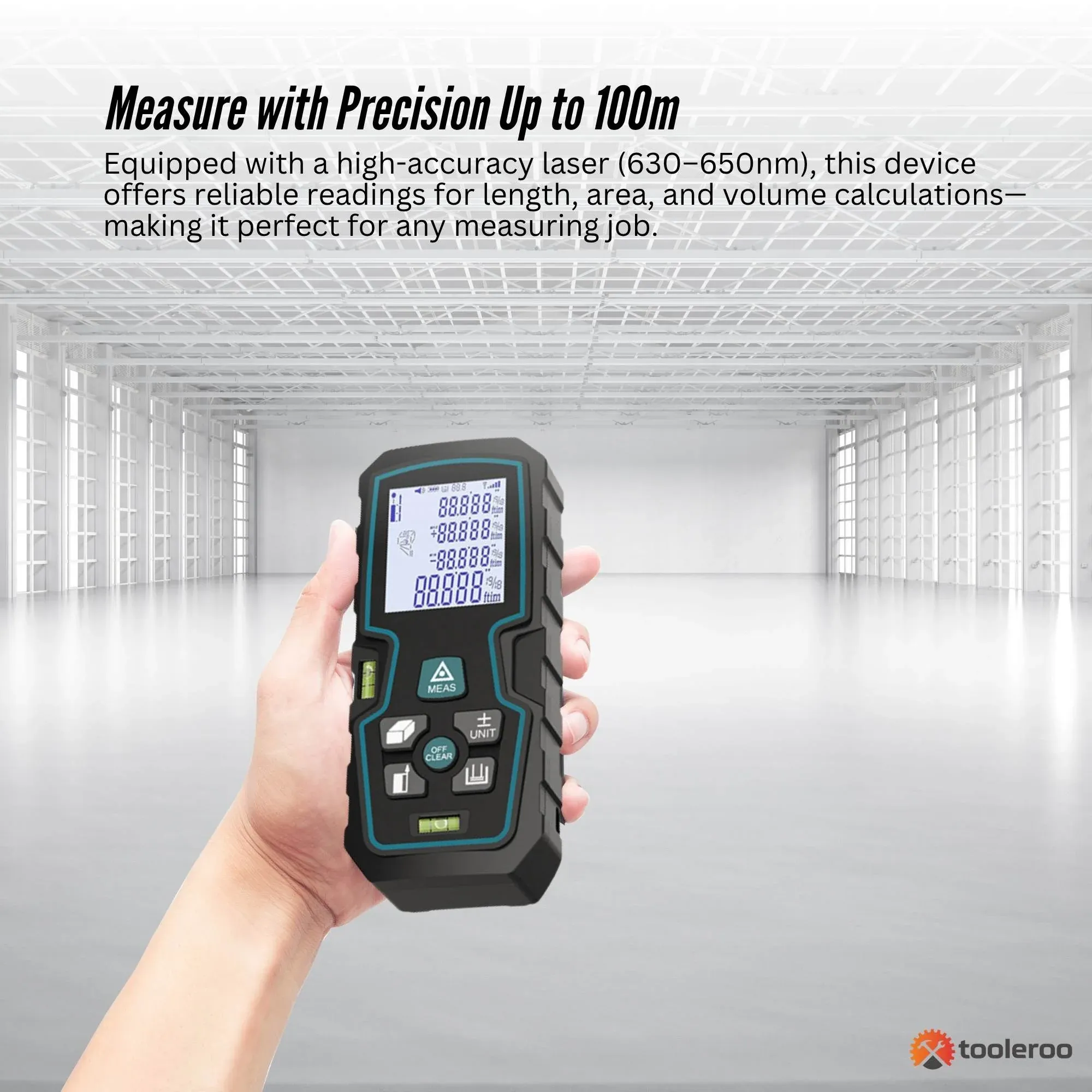 Tooleroo 100m Digital Laser Distance Measurer - LCD Area Volume Meter Tool — image 3