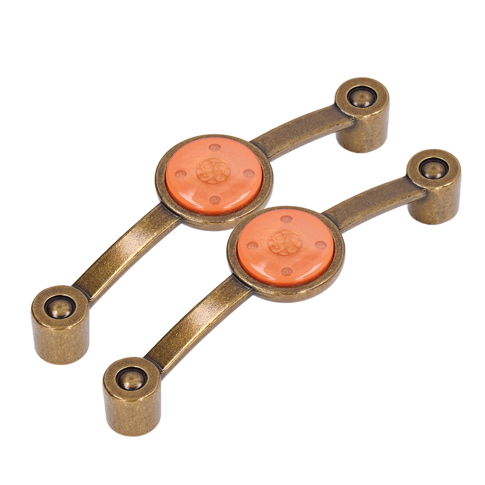 2 Pcs Zinc Alloy Antique Copper Handle European Modern Pastoral Color Acrylic Handle for Cabinet DrawerOrange โ image 3