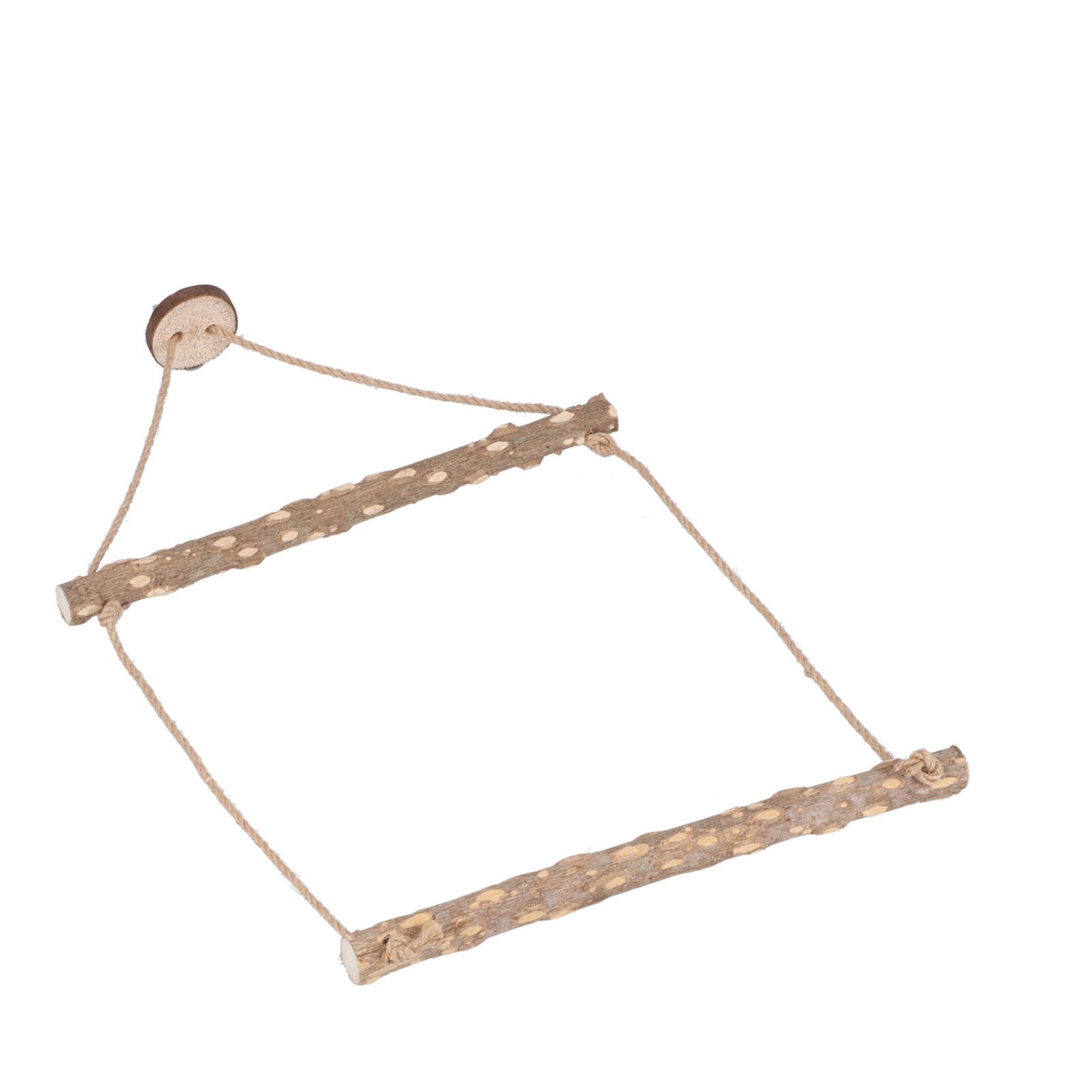 Large Bird Cage Swing Natural Wooden Safe Hanging Birds Standing Chewing Toy for Parrots — image 5